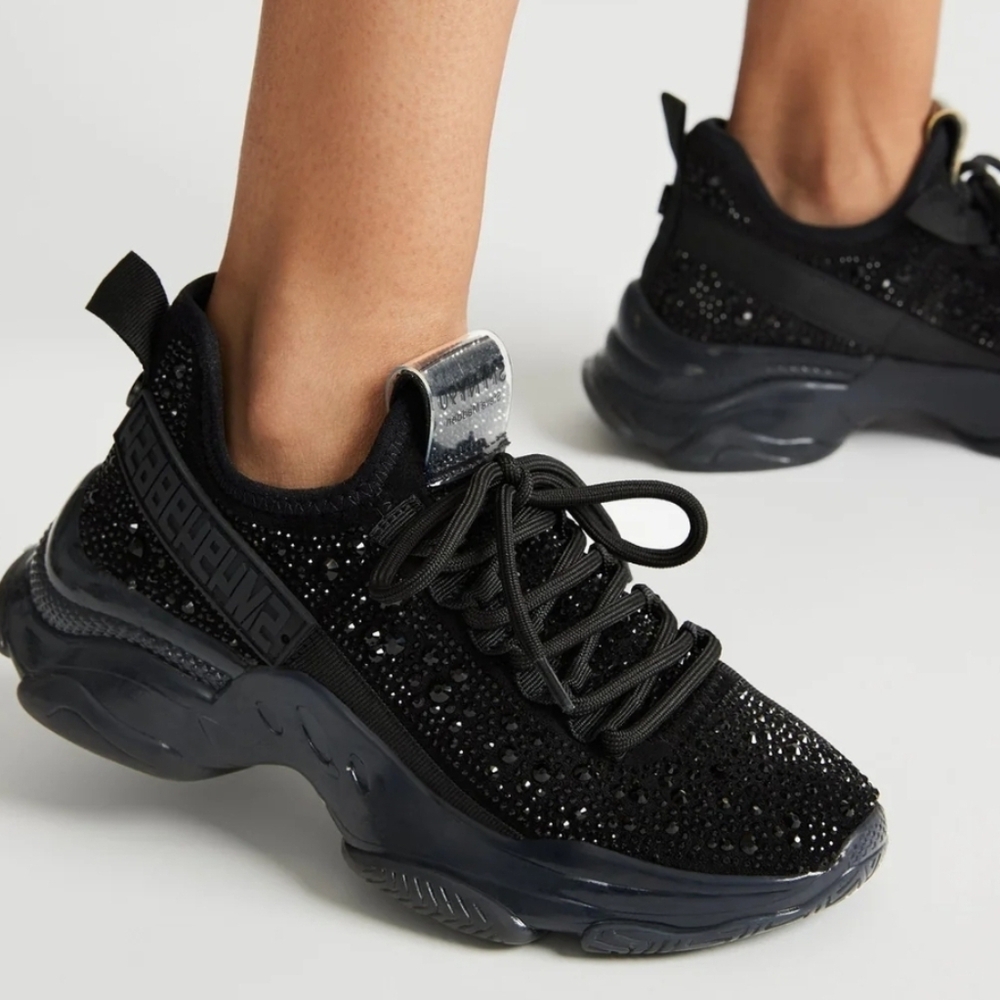 Steve Madden Black Rhinestones Sneakers - SIZE 5.5 - Picture 8 of 11
